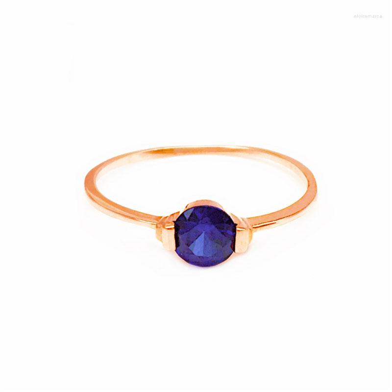 

Cluster Rings 585 Purple Gold Plated 14K Rose Blue Simple Gemstone For Women Opening Adjustable Elegant Engagement Jewelry Gift