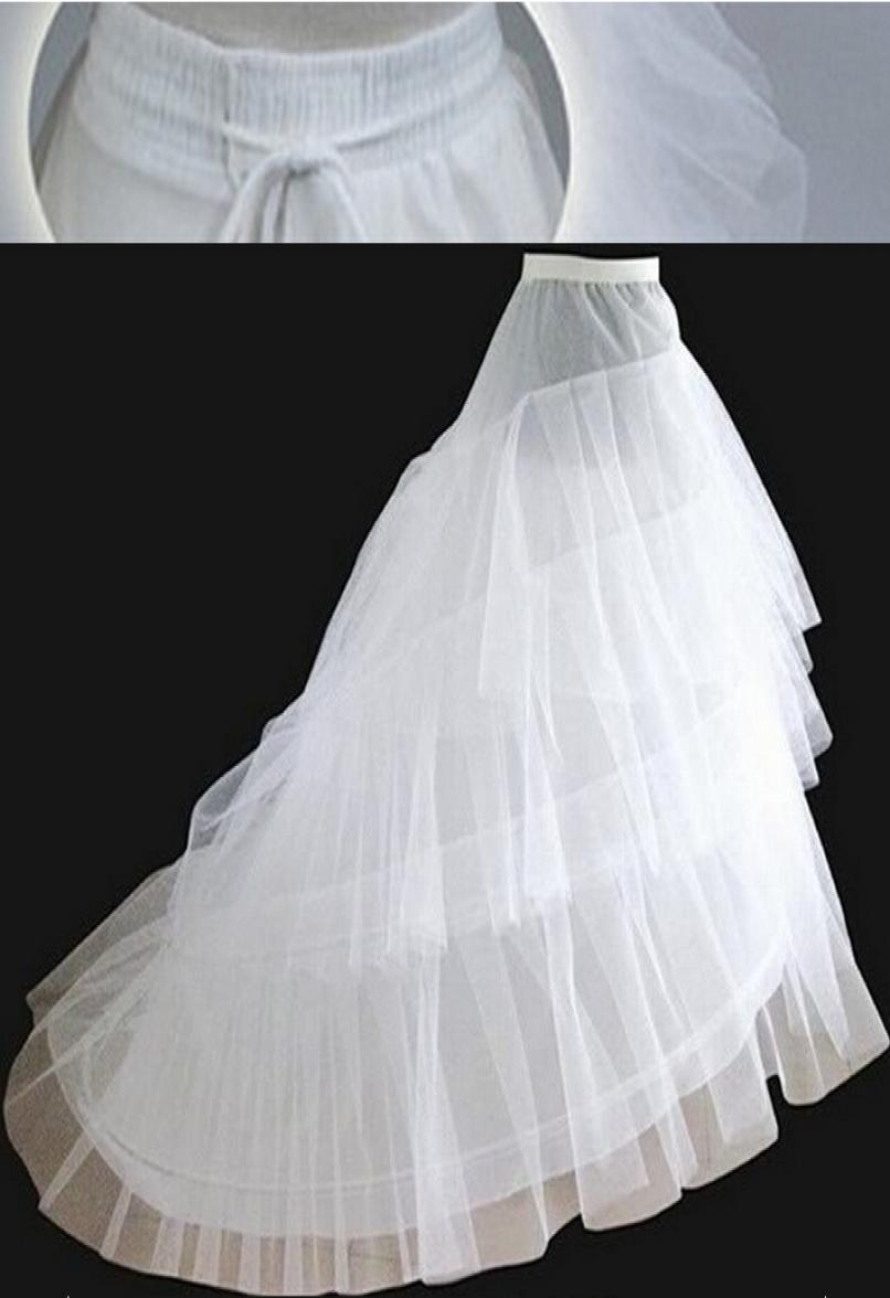 

Brand New White Tull Petticoats with Train 3 Layers 2 Hoops Underskirt Wedding Accessories Crinoline for Bridal Gown Formal Dress4370197