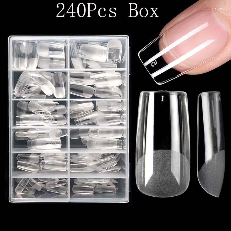 

False Nails 240Pcs Box Nail Tips Matte Soft Gel Fake Full Cover Coffin Gelly For DIY Press On Extensions, 240pcs box o