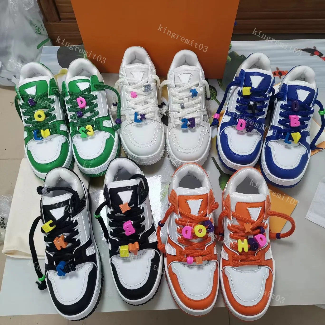 

Designer Casual Shoes TRAINER MAXI Sneakers Luxury Leather Vintage Canvas Lace up Sneaker Men Women Sport Trainers with box