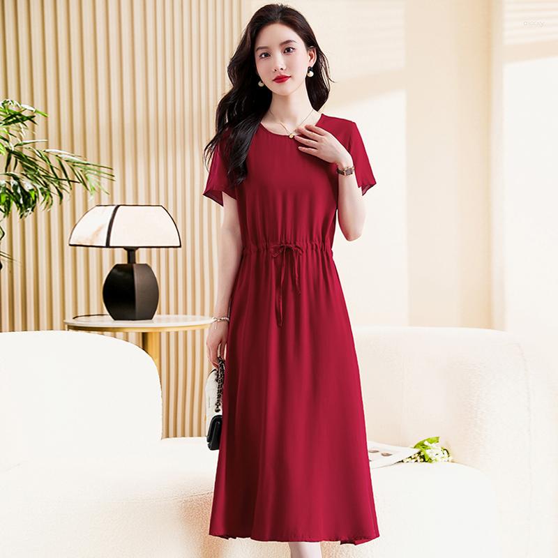 

Casual Dresses Elegant Women's Summer Dress 2023 Slim Short Sleeve Long Korean Style Vintage Clothes High Quality, 11