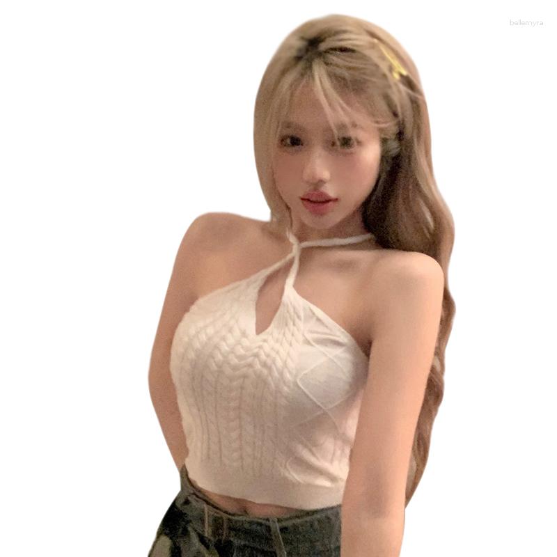 

Women's Tanks Camis Tops Solid Color Hanging Neck Knitting Sweet Sexy Suspenders