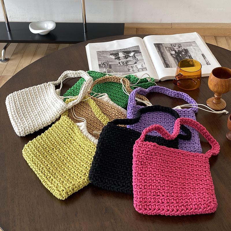 

Evening Bags Women Fashion Straw Shoulder Summer Beach Bucket Handbags For Lady Hollow Woven Casual Bohemia Shopping Totes, Black