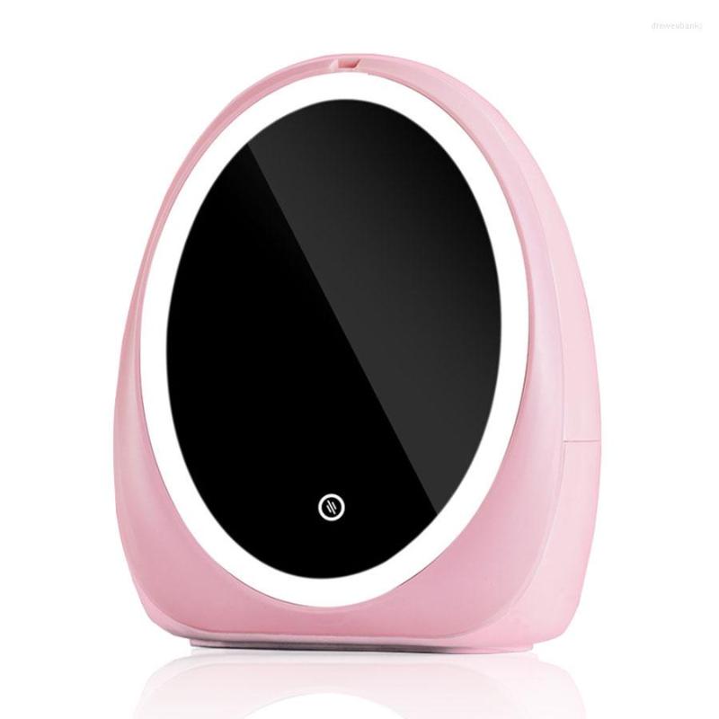 

Cosmetic Bags 2023 LED Light Storage Box With Mirror USB Large Capacity Female Jewelry Desk Dresser For Women, Led pink white