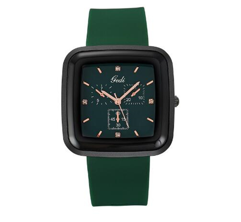 

2023 Stylish, square, simple, casual silicone tape, large dial, fashionable women's student quartz watch, Red