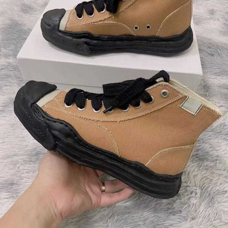 

Maison Mihara Yasuhiro MMY Shoes High and low cut open mouth smile dissolve shoes thick soles increase casual men's and women's canvas board shoes, Color 3