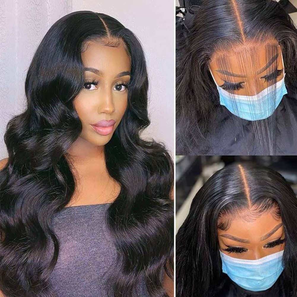 

New Product Body Wave Human Hair Wig 4X4 Closure Lace Wigs for Black Women Pre Plucked 180 Density Brazilian Remy Glueless Wavy Lace Wigs, Natural color