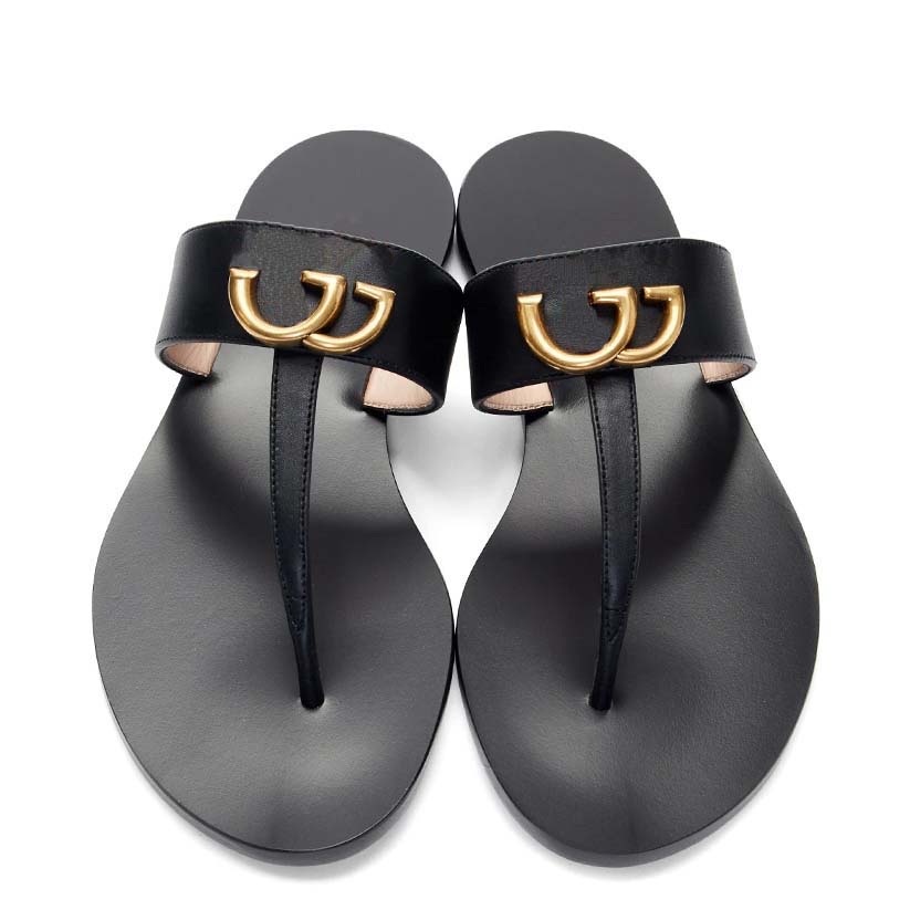 

Summer luxury Sandals Designer women Flip flops Slipper Fashion Genuine Leather slides Metal Chain Ladies shoes simple youth slippers moccasin shoes spring summer, #1