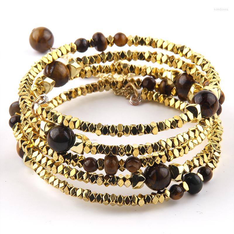 

Charm Bracelets RH Fashion Bohemian Jewelry Bracelet Multi Layer GLD Magnetite And Stone Handma Gift