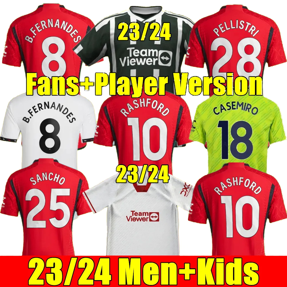 

23 24 SANCHO soccer jerseys B. FERNANDES RASHFORD MANS UTDs football shirt 2023men kids kit ERIKSEN ANTONY CASEMIRO DE GEA MANCHESTERS Lancashire Rose fans player top, 22-23 home kids