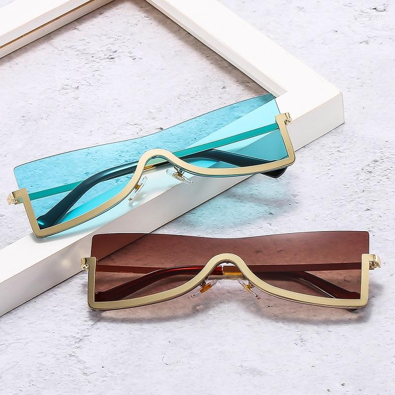 

Sunglasses ZLY 2023 Fashion Cat Eye Women Men PC Lens Alloy Frame Butterfly Style Luxury Semi-Rimless Brand Designer UV400