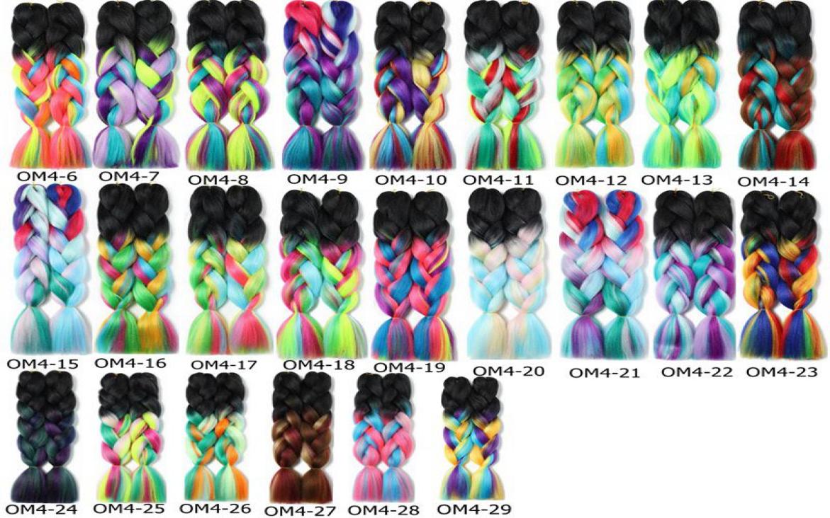 

24inch 60cm Synthetic Braiding Hair Ombre Mixed Four Color Jumbo Braids Hair Extensions High Temperature Fiber7742213