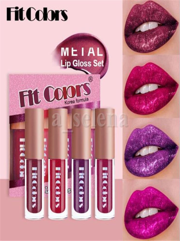 

Fit Colors 4 Color Mini Lip Gloss Makeup Glitter Shimmer Metal Lipgloss Moisturizing Metallic Long Lasting Liquid Lipstick Set3409148, Mixed color