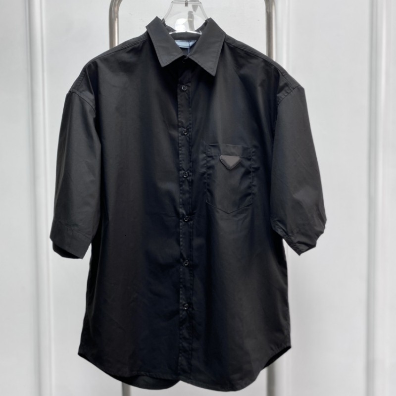

Men' Dress Shirts Spring and summer Men women Short sleeve Shirt Y2K Casual jacket Solid color prethoracic Pockets Lovers' fashion coat 230628, Black