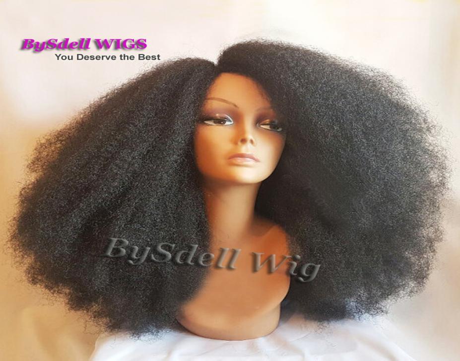 

Beauty Afro Frizzy Kinky Curly Hair Lace Front Wig Long Synthetic Heat Resistant African American Curly Lace Front Wigs for Black 2696839, Medium brown