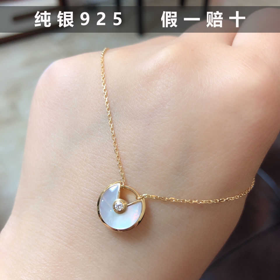 

Original designer Talisman pendant 925 sterling silver necklace female white fritillary collarbone chain ins gift minority senior