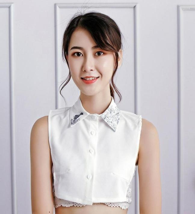 

Bow Ties Women Sweater Shirt Embroidery Chiffon Cotton Fake Collar Hollow Out Lace Flower False Detachable Blouse Tops2244246