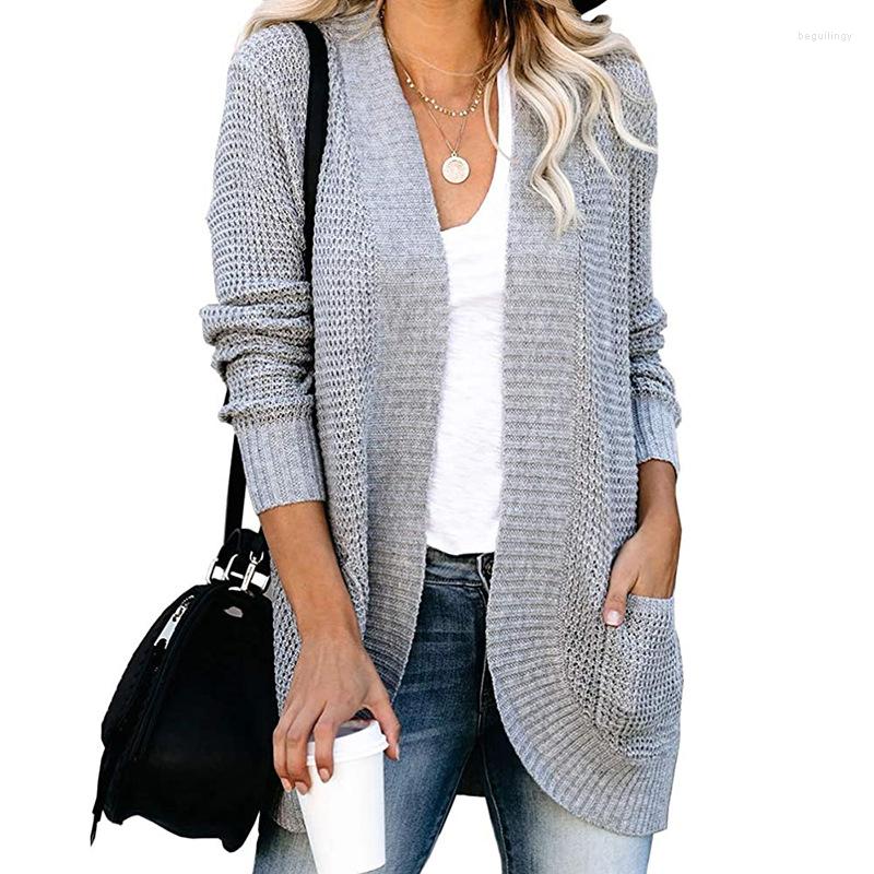 

Women' Knits Curved Placket Pocket Sweater Women Long Sleeve Solid Cardigan Womens Fashion Casual Vintage Knitted Autumn Knitwear Midi Coat, Apricot
