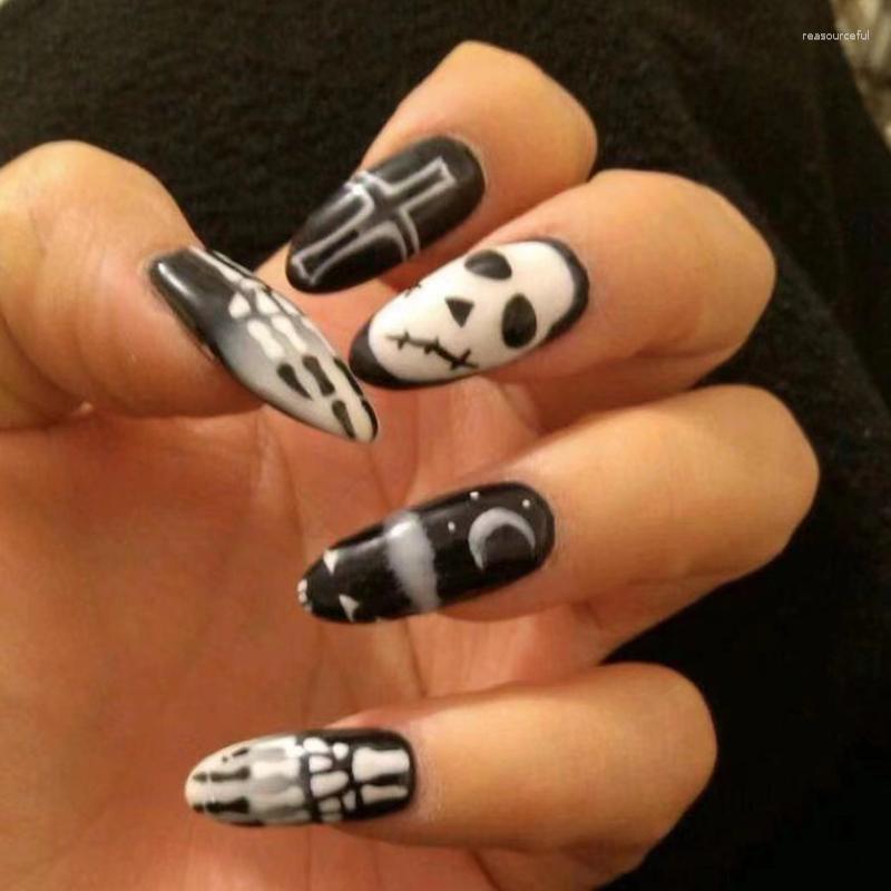 

False Nails Halloween Artificial Acrylic Full Cover Medium Fingernails Press On For Women Girls DIY Nail Art Salon, Design a