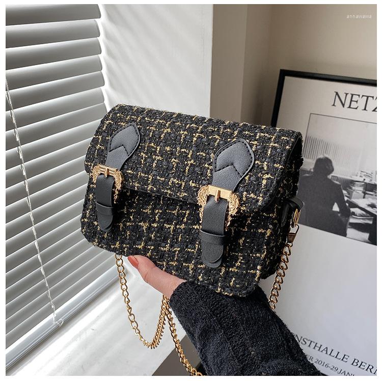 

Evening Bags Fashion Women Small Shoulder Bag Chain Woolen Crossbody For Luxury Designer Handbag Shopper, Black