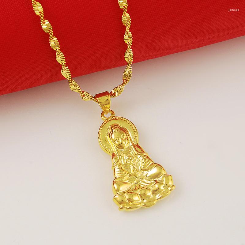 

Pendant Necklaces Religious Belief Light Sound Buddha Necklace 24k Gold Plating Mascot For Women & Men
