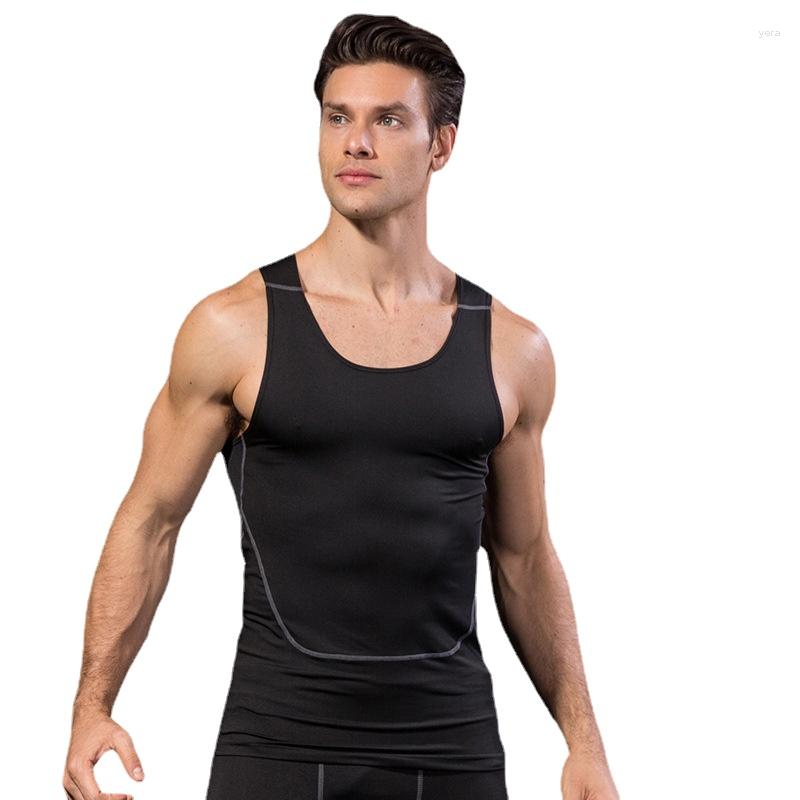 

Men' Tank Tops Men' Tight Training Basketball Running Stretch Quick Dry, Black
