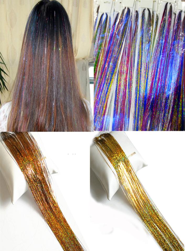 

Hair Tinsel Sparkle Holographic Glitter Extensions Highlights Party Wig For Girls Beauty hair3681914