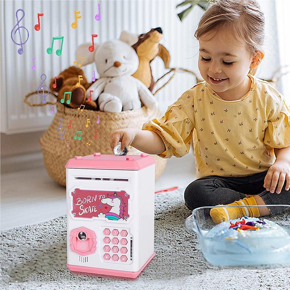 

Parkas Electronic Piggy Bank for Kids Cash Money Saving Box Fingerprint and Face Scan Password Lock Money Box, Beige