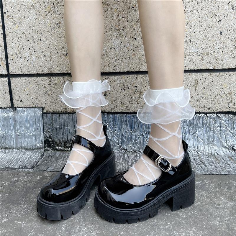 

Women Socks Lolita Black White Sweet Breathable Lace Fishnet Cute Ladies Girls Fishnets Hollow Out Mesh Nets