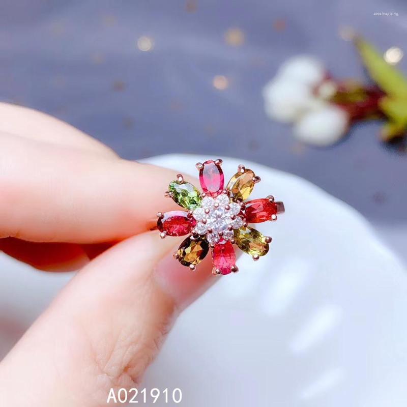 

Cluster Rings KJJEAXCMY Boutique Jewelry 925 Sterling Silver Inlaid Natural Tourmaline Gemstone Ring Female Support Detection Fashion