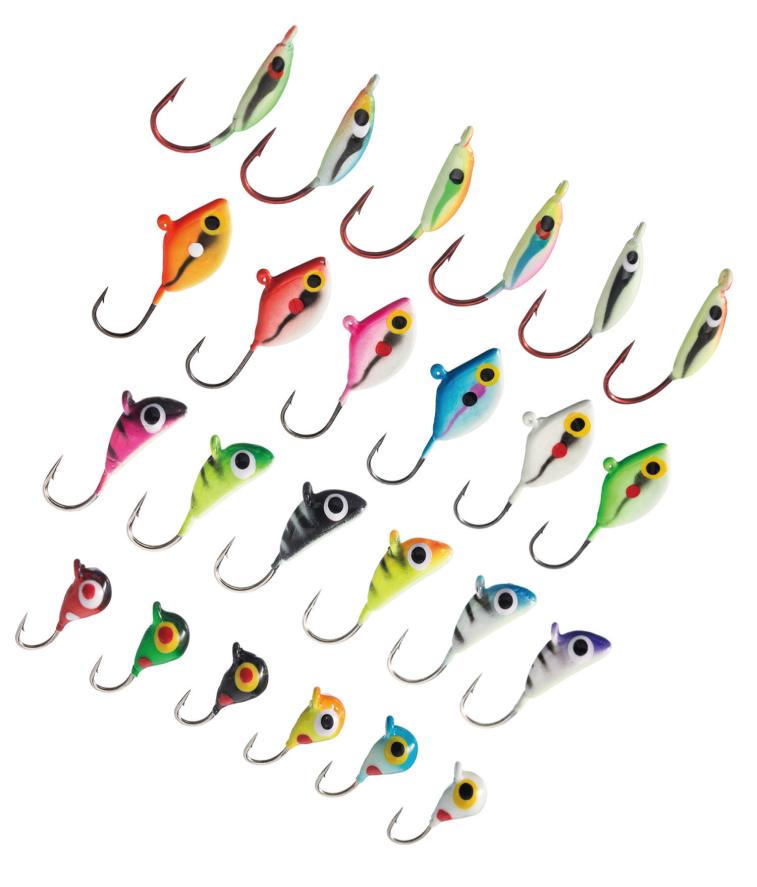 

Bassdash Ice Fishing Lure Kit Glowing Paint Jigs for Winter Ice Jigging Crappie Sunfish Perch Walleye Pike 24pcs 2011067005858