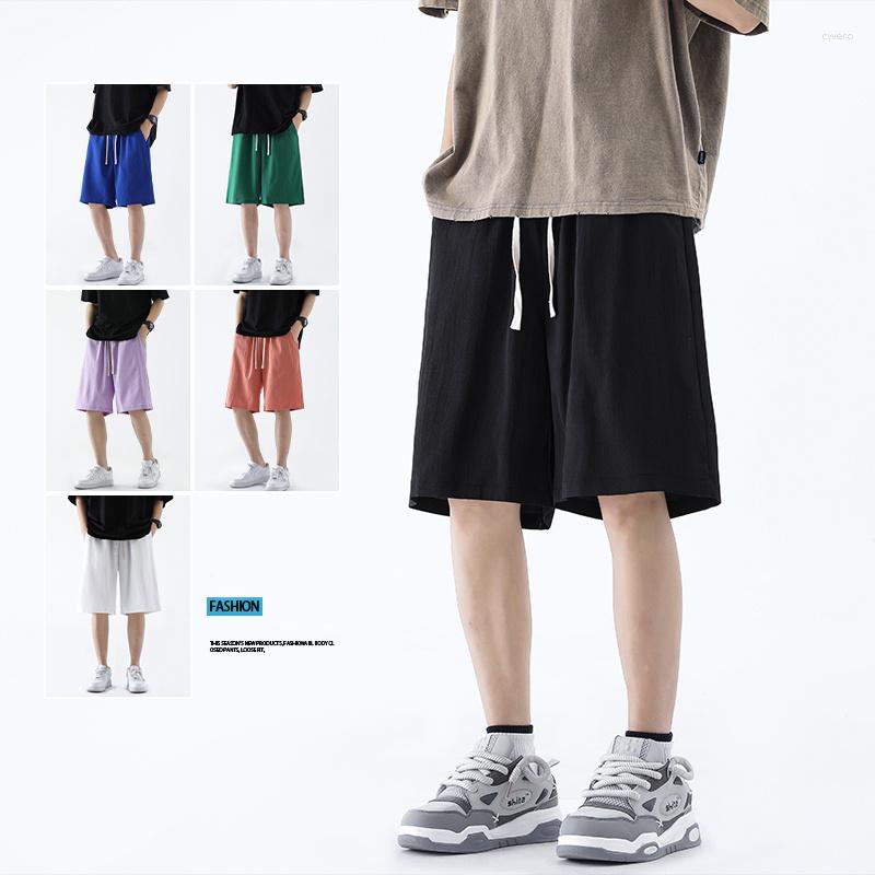 

Men's Shorts Summer Thin Men's Elastic Waist Loose Drawstring Ice Silk Quick Dry Straight Short Pants Beach Sweatpants Oversized 5XL, Black
