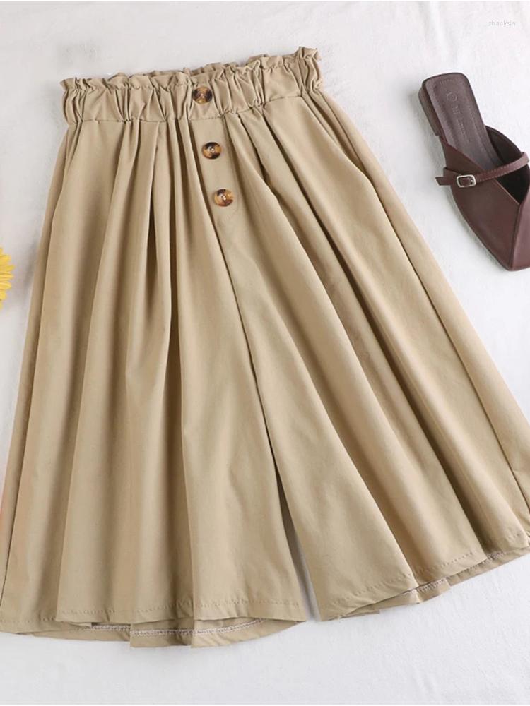 

Women' Shorts SURMIITRO Fashion 2023 Summer Korean Style Cotton Wide Leg Capris Women Short Pants High Elastic Bud Waist Skirts Female, Black