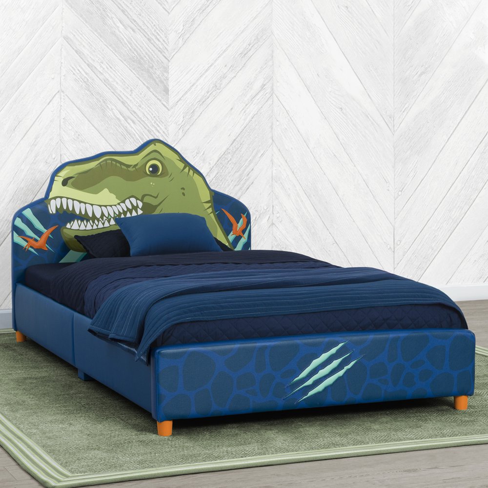

Delta Children Dinosaur Upholstered Twin Bed, Blue