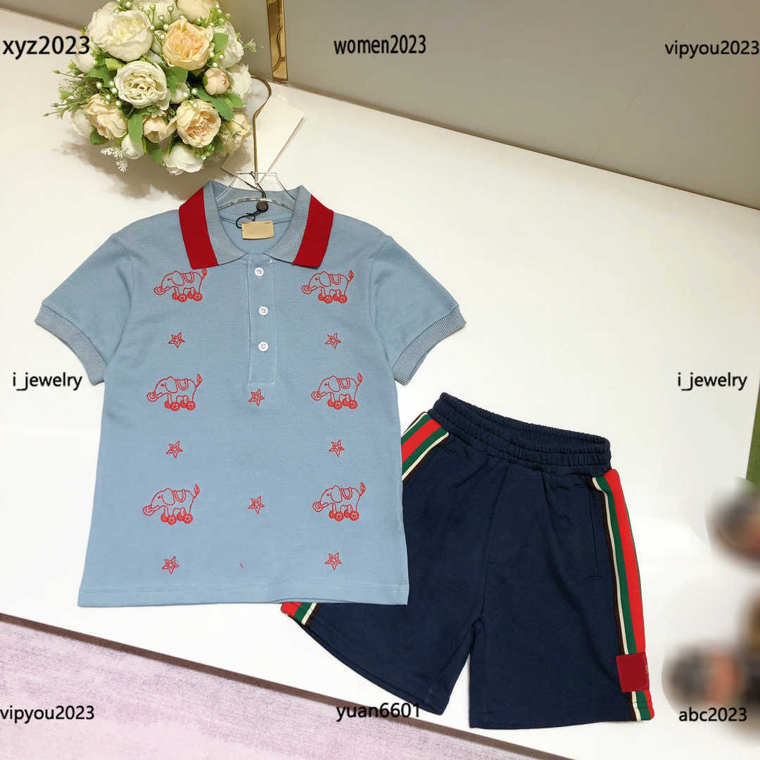 

luxury designer baby clothes kids Tracksuits summer suit Size -160 Animal letter embroidered polo collar and side striped shorts, #1