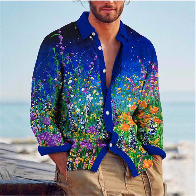 

Men's Dress Shirts 2023 Fashion Shirt Button Lapel Casual Designer Flower Print Long Sleeve Tops Clothing Cardigan S6XL 230628, Azxs1