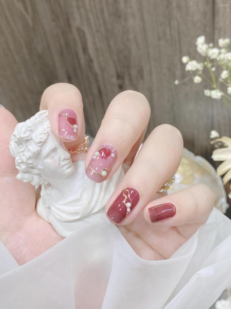 

False Nails Whitening Japanese 3d Three-dimensional Rose Detachable Gel Baking Free Nail Sticker Waterproof And Durable, Picture shown