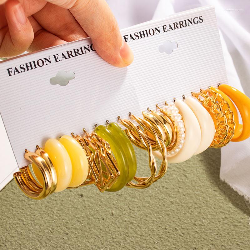 

Dangle Earrings Geometric Trendy Acrylic Hoop Drop Set For Women Fashion Colorful Resin Metal Sets Of Jewelry