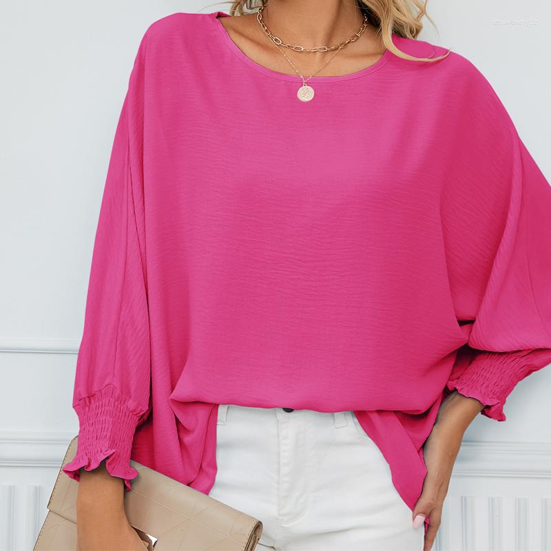 

Women's T Shirts Long Sleeve O Neck Fashion Womens Chiffion Blouse Solid Color Casual Lady Tees Top Loose Spring Autumn Drop