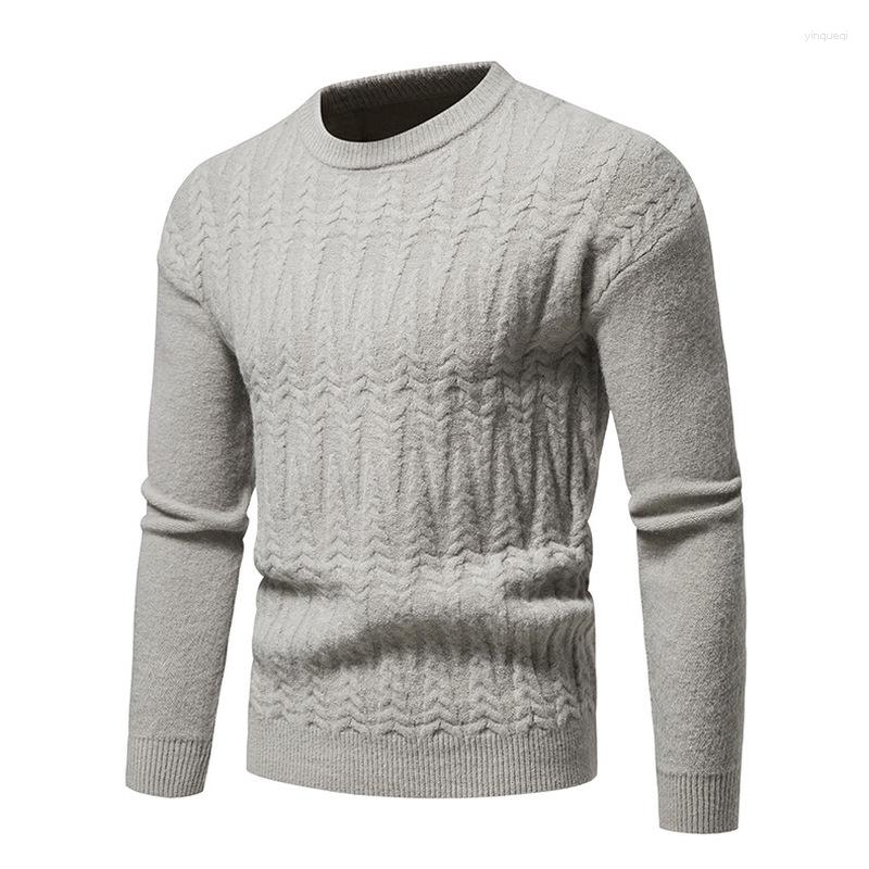

Men's Sweaters High Quality Knitted Tops Slim Round Neck Pullover Winter Youth Casual Men Clothing, White