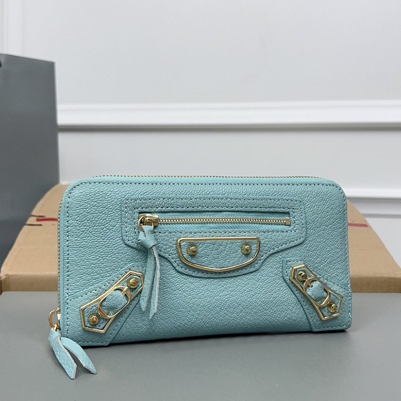 

Long Zippered Purse Popcorn Sheepskin Wallet Women Handbag Women Men Clutch Coin Purse Genuine Leather High Quality Lady Bags