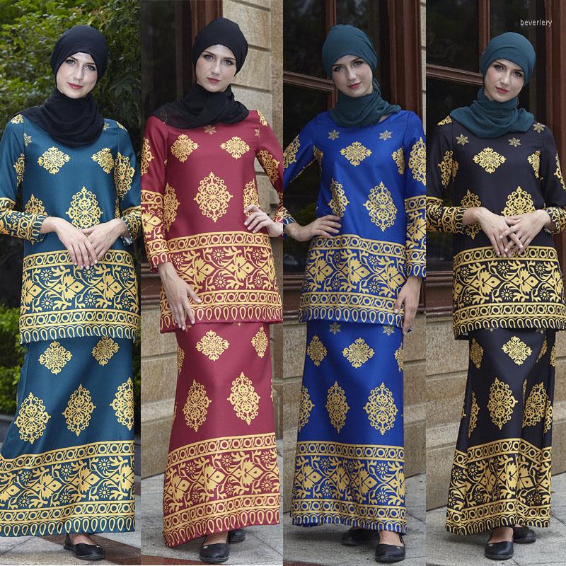 

Ethnic Clothing Muslim Long Sleeve Maxi Abaya Dress Printing Color Islamic Elegant Moroccan Kaftan Robe Turkish Sexy Party Design