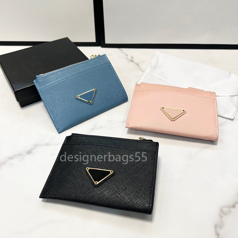 

Mini Wallets Designer Woman Coin Purses with Zipper Closure and Multiple Card Slots Fashion Leather Man Card Holder Clip with Box, Black