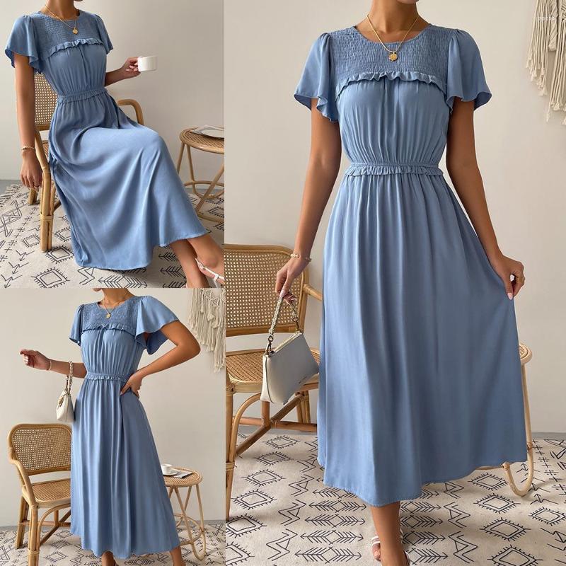 

Casual Dresses Elegant Solid Color Hollow Out Denim Overall V-Neck Puff Sleeve Office Jumpsuit Fashion Summer High Street Straight Playsuit