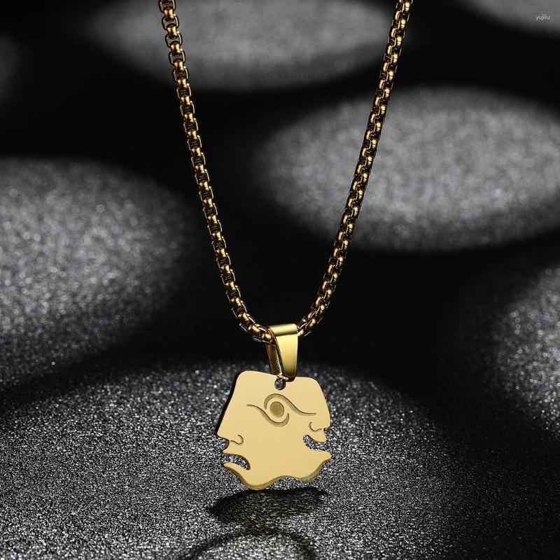 

Pendant Necklaces LUTAKU Vintage Stainless Steel Human Face Rock Goth Necklace For Men Women Punk Jewelry Christmas Gift