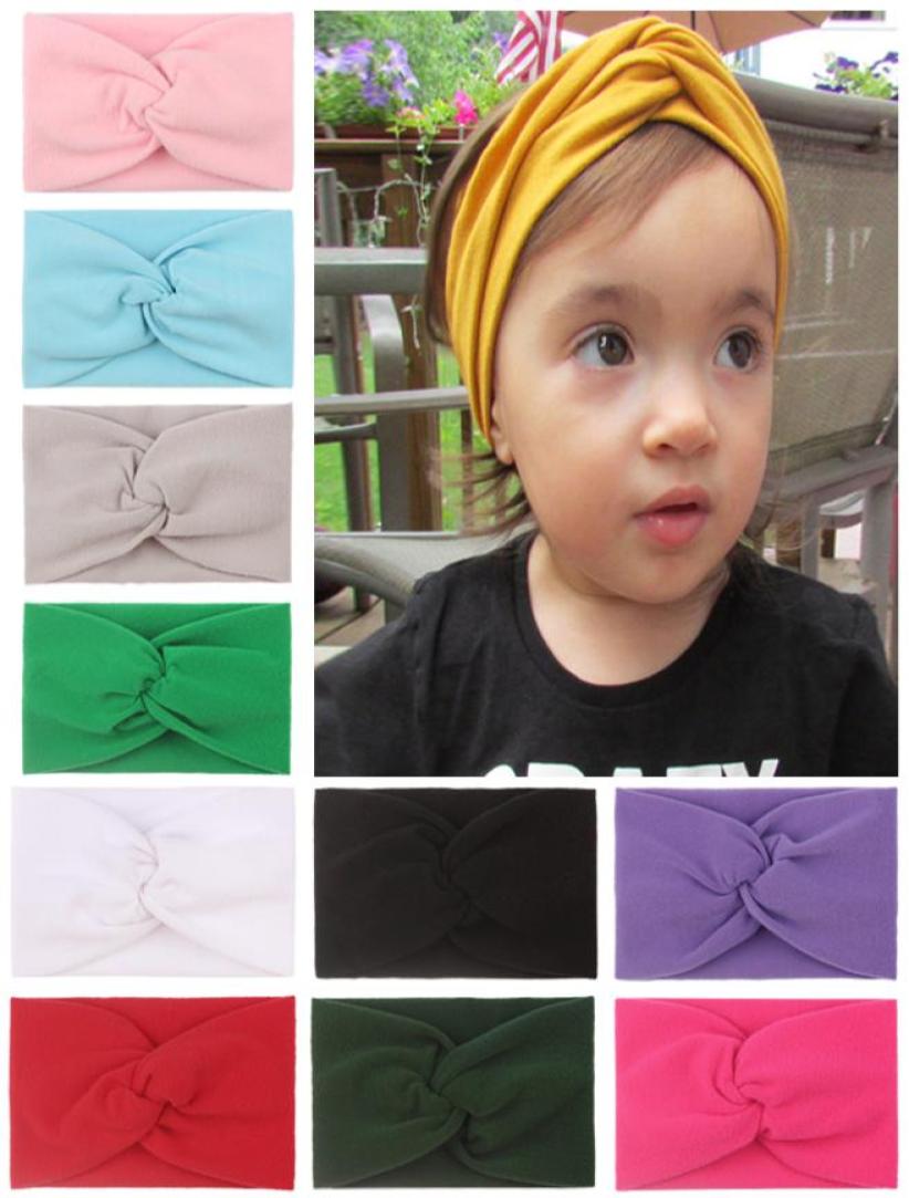 

Autumn Winter Baby Kids ed Headband Cross Top Knot Elastic Hair band4133323