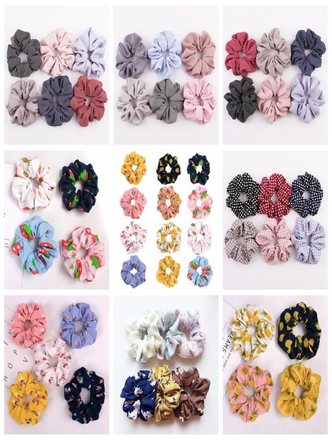 

140 design Lady girl Hair Scrunchy Ring Elastic Hair Bands zebra floral grid Large intestine Sports Dance Scrunchie satin velvet H6003794, Red
