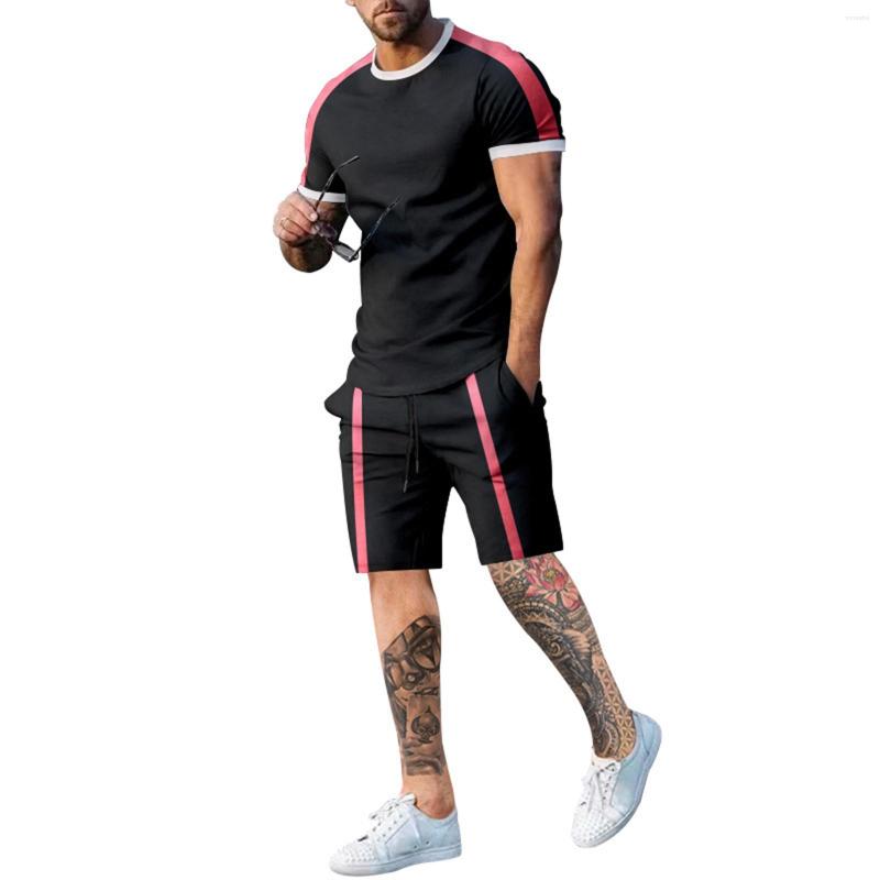 

Men's Tracksuits Summer Short Sleeve Thin T Shirt Sport Shorts 2 Piece Mens Tracksuit Suit Men Solid Set Casual Jogging Sportswear Homme, Black