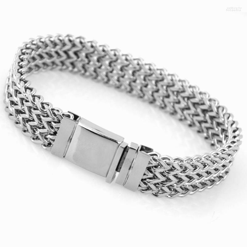 

Link Bracelets 13mm High Quality Classic 316L Stainless Steel Silver Color Figaro Flat Chain Men's Bracelet Wristband 9inch Long