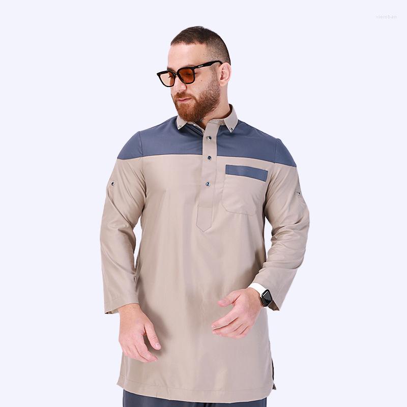 

Ethnic Clothing Ramadan Arab Men's Robes Abaya Muslin Turkey Splicing Large Robe Lining With Pocket Islamic Middle East